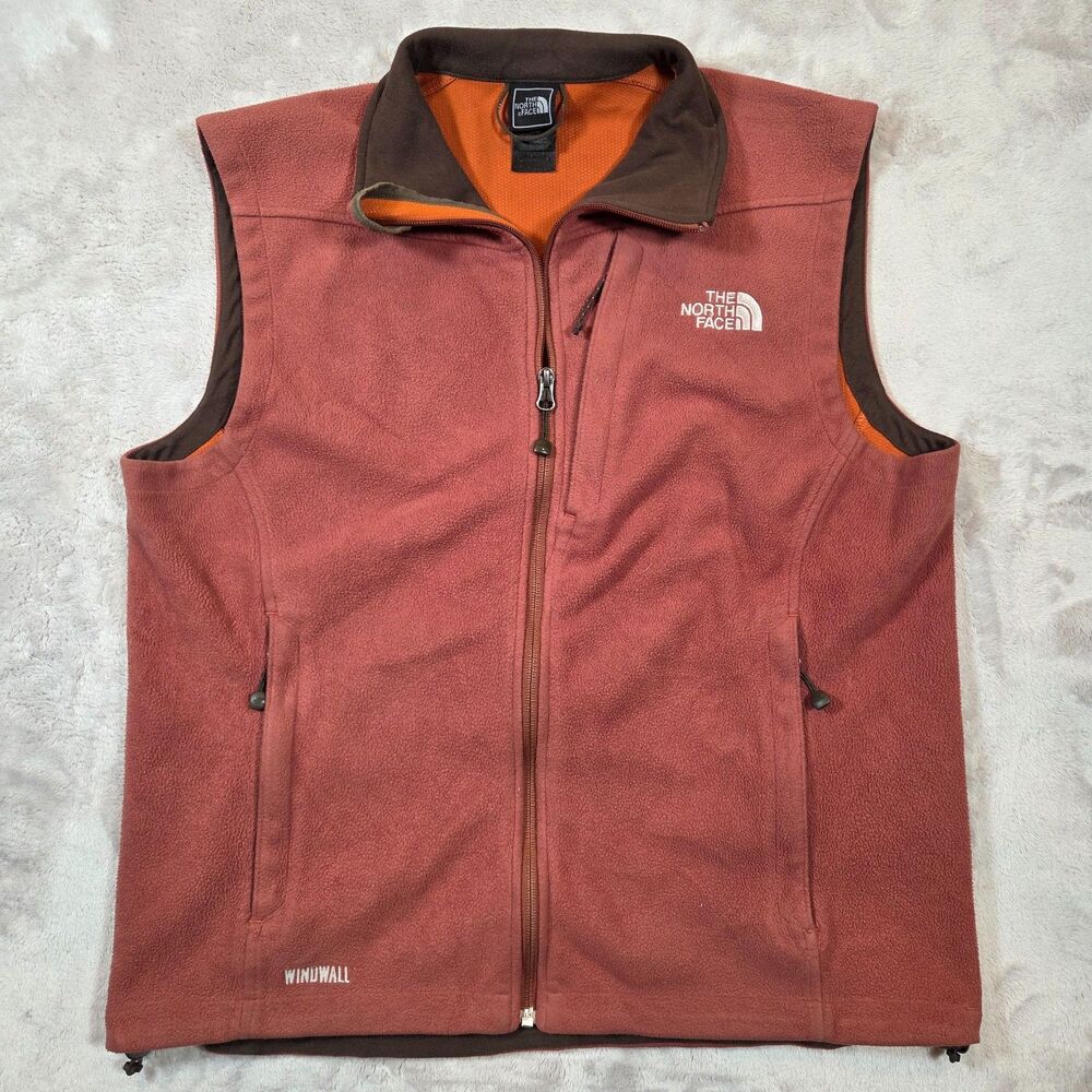 The North Face WindWall Vest Men’s Medium ANA0 Fleece Rust Brown Full Zip